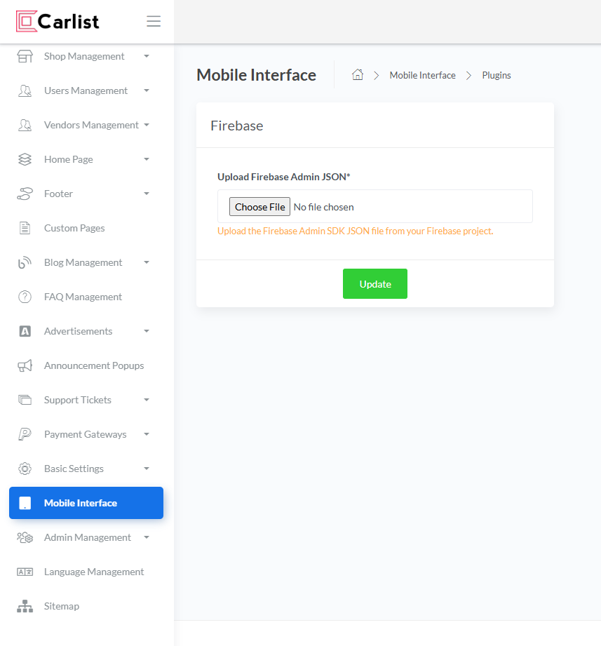 Mobile Interface - Plugins