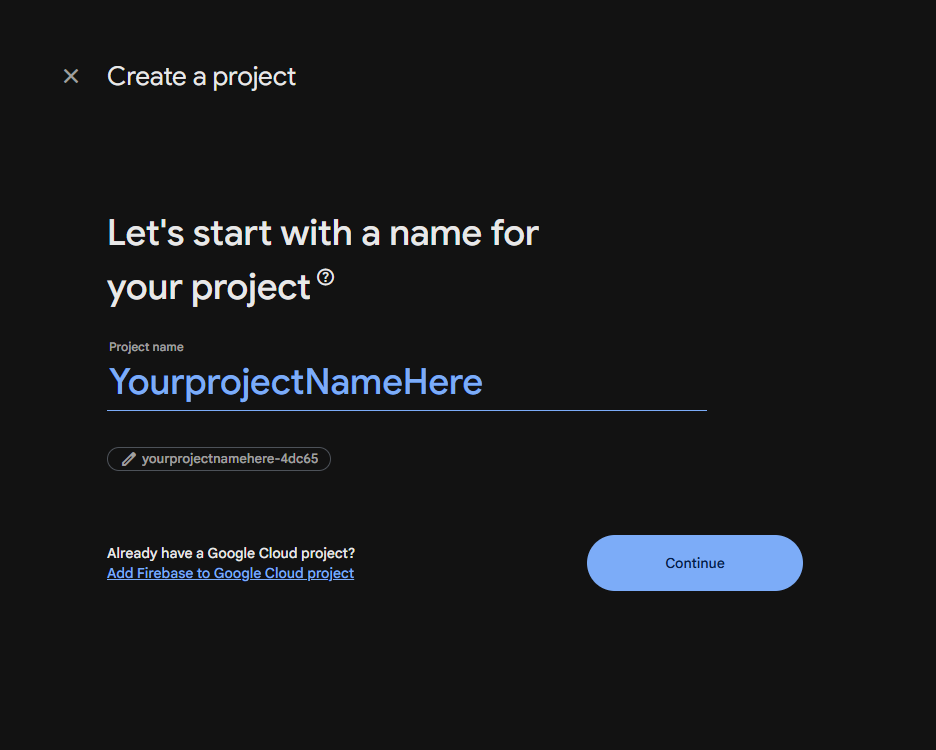 Firebase Create Project