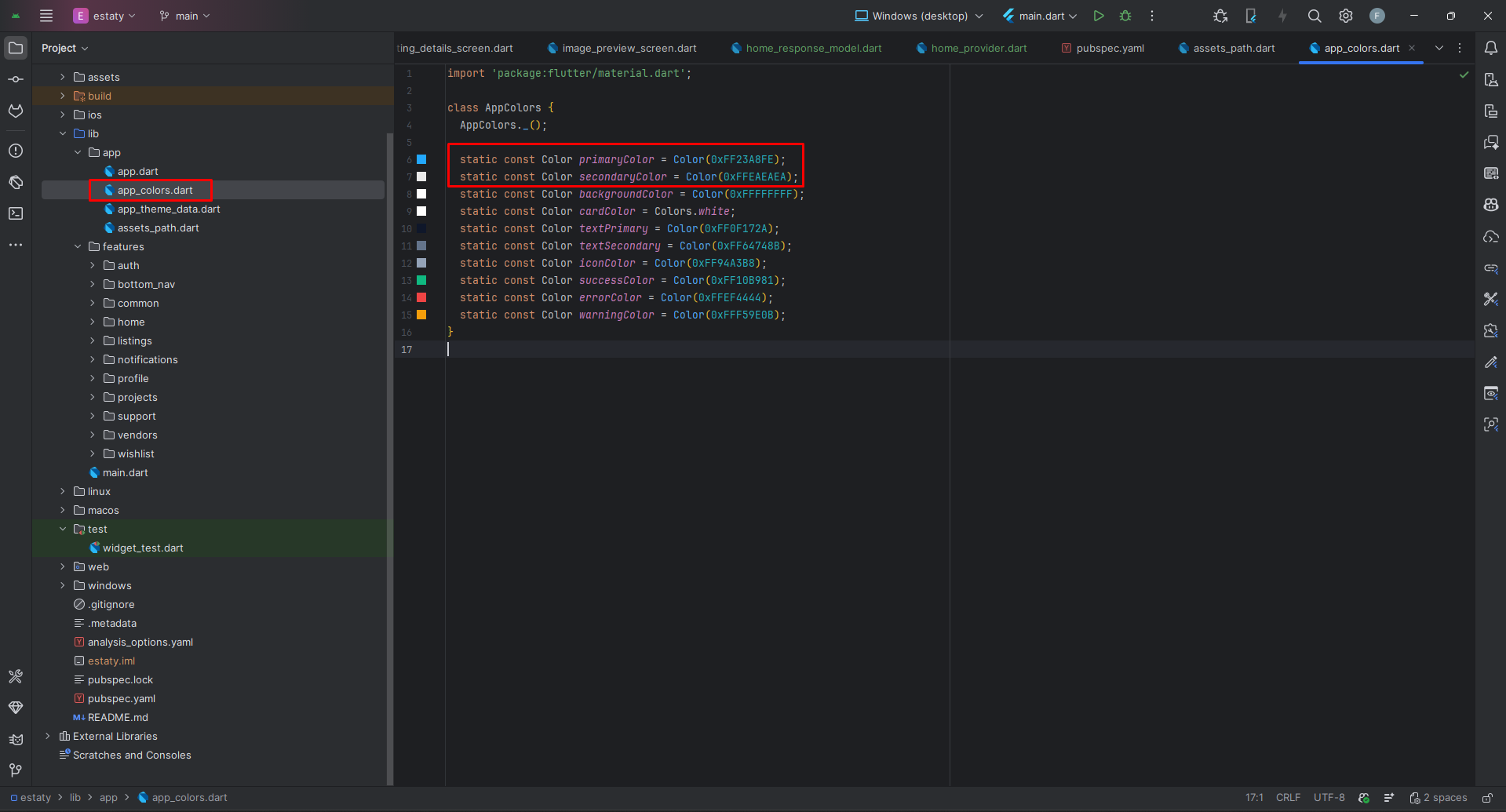 App Colors Screenshot