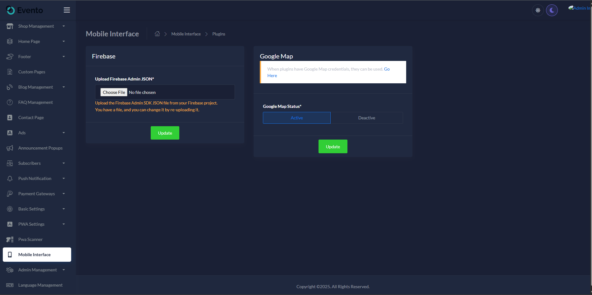 Mobile Interface - Plugins