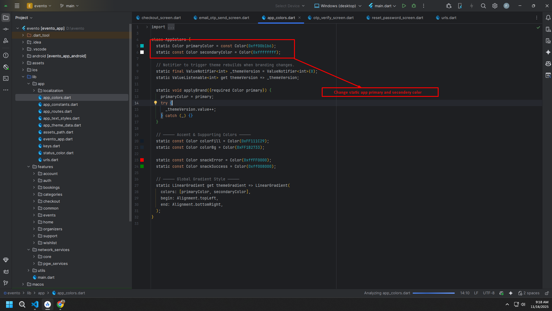 Customer App Colors